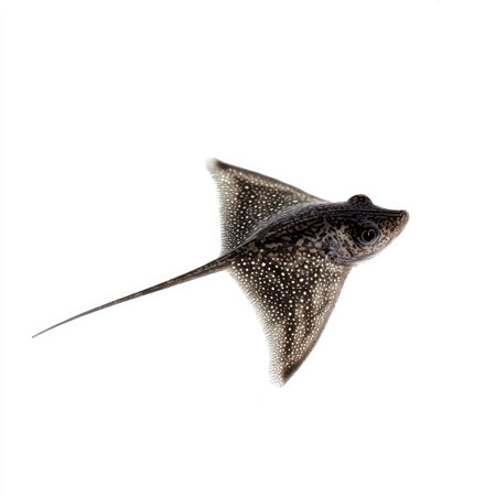 A baby stingray, small and delicate, isolated on a white background with precise details and soft lighting.の素材