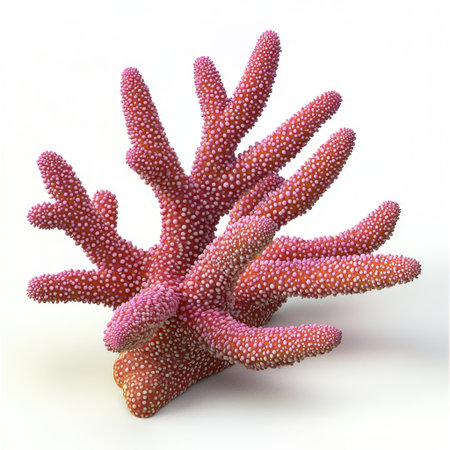 A realistic D-rendered piece of glowing coral, fully isolated on a bright white background for a fantasy marine concept.の素材