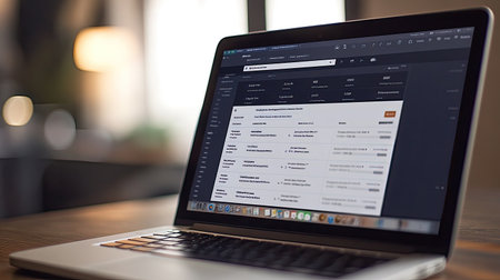 A detailed close-up of a customer support ticketing dashboard on a laptop screen.の素材