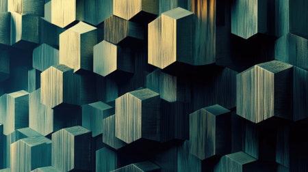 A repeating D honeycomb pattern in a neutral color palette, offering texture and dimension.の素材