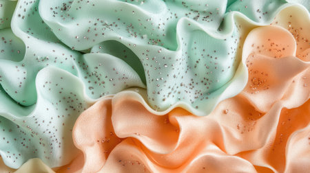 Dreamy pastel gradient with gentle transitions of mint green and peach, providing a serene and spacious background for any design.の素材