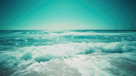Gradient from aqua to teal, blending smoothly to create a calming and refreshing ocean-inspired background.の素材