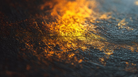 This striking abstract image showcases a warm golden glow against a dark background, creating an intriguing interplay of light and texture for artistic projects.の素材