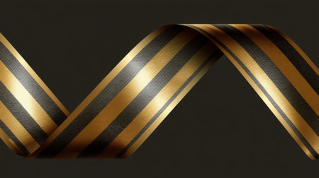 Discover an elegant black and gold striped ribbon, perfect for various creative projects. Ideal for crafts, gift wrapping, or enhancing decor for celebrations.の素材