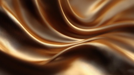 Discover the beauty of this shimmering golden satin fabric with elegant flowing textures, ideal for enhancing fashion, interior design projects, and artistic photography.の素材