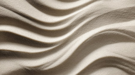 Captivating image of soft beige sand displaying gentle waves and curves, evoking a sense of calmness and serenity, perfect for wellness or nature themes.の素材