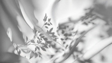 This image captures the ethereal beauty of foliage shadows on soft fabric, showcasing the interplay of light and texture, perfect for artistic and serene visuals.の素材