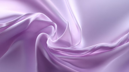This image showcases a soft lavender fabric, elegantly draped in gentle waves. Ideal for backgrounds, textures, and design inspiration with its smooth sheen and luxurious feel.の素材