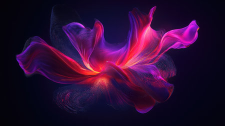 Abstract digital concept with glowing D shapes, circuit patterns, and light trails.の素材