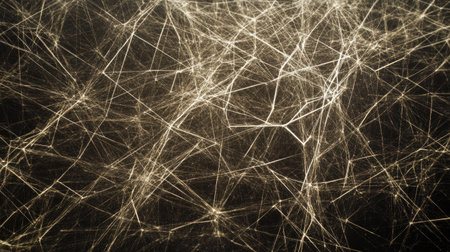 Abstract digital network map with lines and dots representing a vast interconnected system, symbolizing the complexity of modern technology.の素材