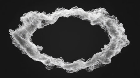 A mixture of soft and dense smoke forming abstract fluid shapes, with an empty center to insert text or a logo.の素材