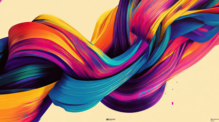 Dynamic abstract wallpaper with colorful brushstrokes layered over a neutral background, creating a playful yet modern feel, with room for adding logos or text.の素材