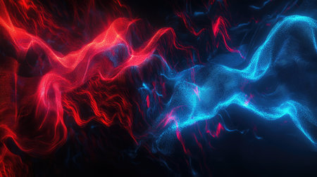 Abstract digital data representation with glowing lines and dynamic flow of virtual information.の素材