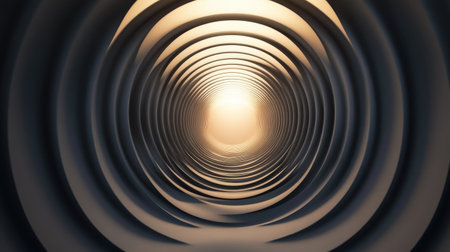 Abstract vector art of concentric rings with glowing gradients over a sleek, neutral canvas.の素材