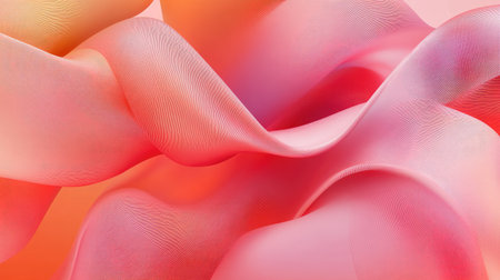 Elegant vector graphic of intertwining ribbons and waves in soft gradients and subtle hues.の素材