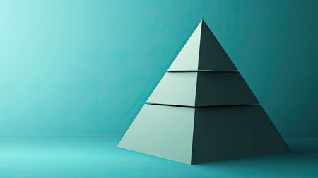 A D pyramid infographic with hollow sections for inserting data, set against a minimalist background.の素材