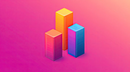 A bar graph with vibrant gradients and clear space for inserting numerical data and labels.の素材