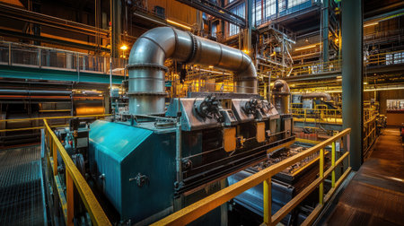 High-tech industrial equipment used for precision work in an engineering manufacturing plant.の素材