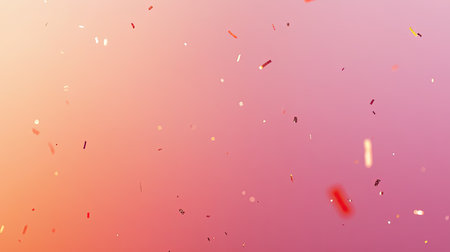 Minimal card design with a gradient pastel background and scattered glittering confetti.の素材