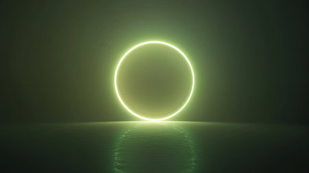 Light green glow emanating from the edges of a circular frame against a subtle gradient.の素材