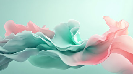 A gentle pastel gradient fading from mint green to blush pink, with smooth, fluid transitions for a soothing and dreamy backdrop.の素材