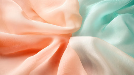 A soft pastel gradient fading from peach to pale turquoise, with flowing transitions and a clean, modern vibe.の素材