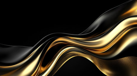 A sleek luxury branding design with smooth golden gradients flowing across a dark surface, evoking sophistication and elegance, ideal for high-end marketing materials.の素材
