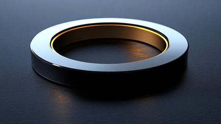 A luxury logo with a sleek and modern design, placed on a glossy surface with ambient light creating a refined, high-end lookの素材