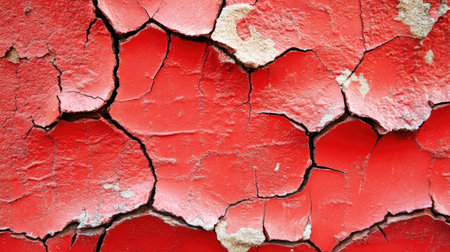 A close-up of red cracked wood with visible patterns and rough edges, providing a rustic, organic look for design purposes.の素材