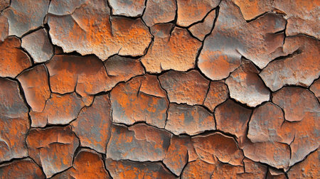 A cracked red brick texture with worn edges and deep crevices, offering a rustic, aged backdrop ideal for vintage design themes.の素材