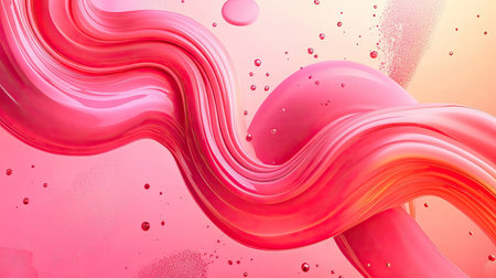 A fluid red abstract composition with splashes of color and smooth, organic forms, offering a vibrant and emotional backdrop for design work.の素材