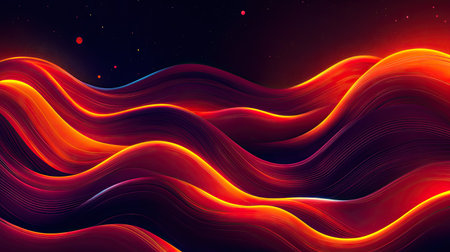 A red digital art design with glowing neon edges and swirling patterns, offering a high-energy atmosphere for content.の素材
