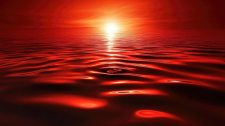 A vibrant red backdrop with bright central light and subtle reflections on a gradient surface.の素材