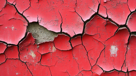 A red cracked concrete texture with worn edges and rough patterns, ideal for urban or grunge-style design projects.の素材