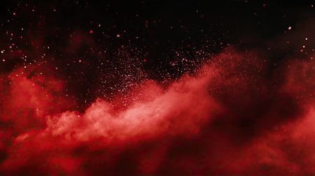 A raw red grunge background with dark, rough textures and smudged paint, creating a striking atmosphere for creative content.の素材