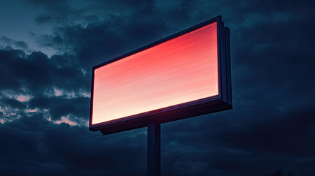 A bright LED custom sign glowing against a dark background, with ample space for text or designs.の素材