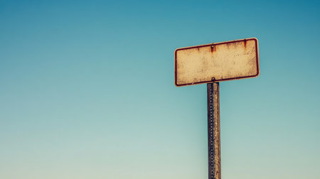 Blank road sign on a pole at the edge of an urban park with clear skies.の素材