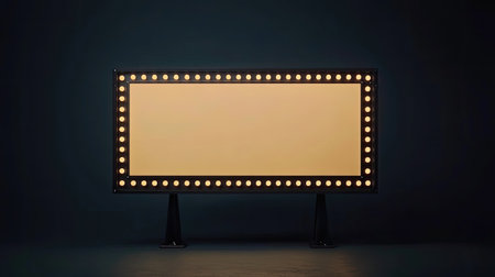 Bright LED custom sign on a dark background, with a clean display area for future use or messages.の素材