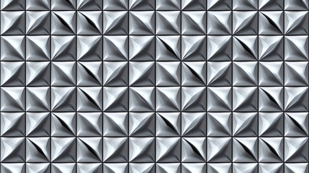 A D backdrop with triangular shapes in a tessellation pattern, rendered in shades of silver and grey, creating a sleek, modern, and futuristic textureの素材
