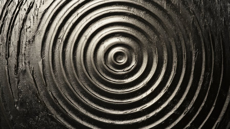 Textured silver background with circular brushed patterns, adding depth and a sleek metallic look.の素材
