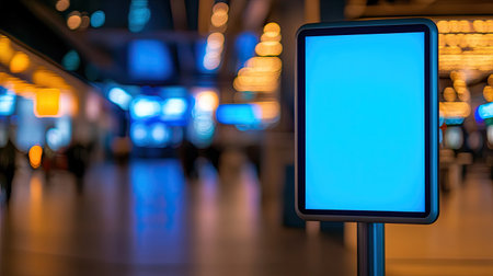 A close-up of an interactive sign with a touch interface, showing an empty space for information.の素材