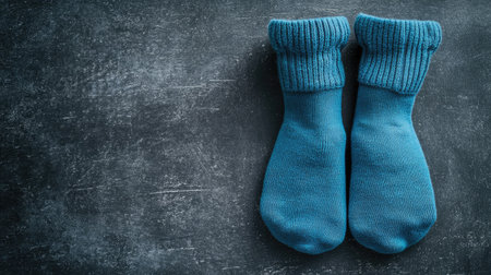 A pair of comfortable travel socks, top view.の素材