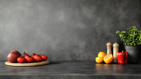 A flat dark gray concrete surface with a clean, industrial feel, ideal for minimalistic designs.の素材