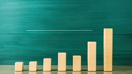 A blank bar chart on a desk, representing the beginning stages of business goal setting and achievement.の素材