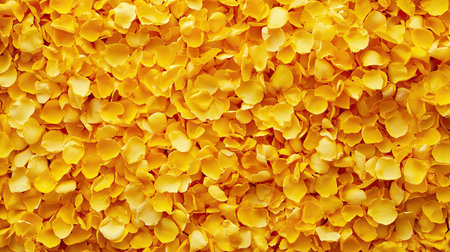 A bed of fresh yellow rose petals scattered randomly, filling the frame.の素材