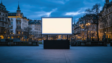 Clean, blank digital billboard in a bustling city square, ready to display engaging advertisements.の素材