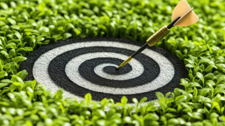A dartboard with the dart nearing the bullseye, symbolizing precision in hitting goals.の素材