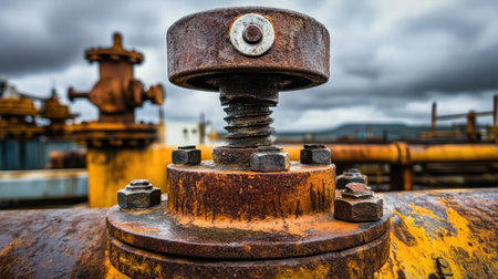 A close-up view of a rusty, weathered surface with detailed textures and visible rust marks, creating a vintage and industrial background.の素材