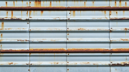 A textured, weathered metal surface with streaks of rust and visible signs of age, perfect for industrial or retro-themed design.の素材