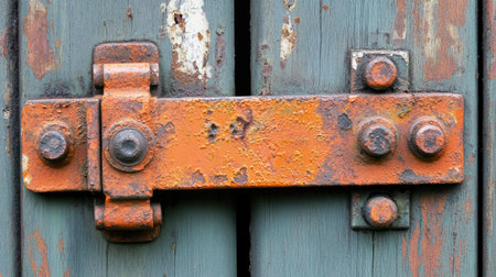 Orange rust with rough, uneven corrosion on a metal surface, perfect for creating a background that emphasizes industrial age and textureの素材